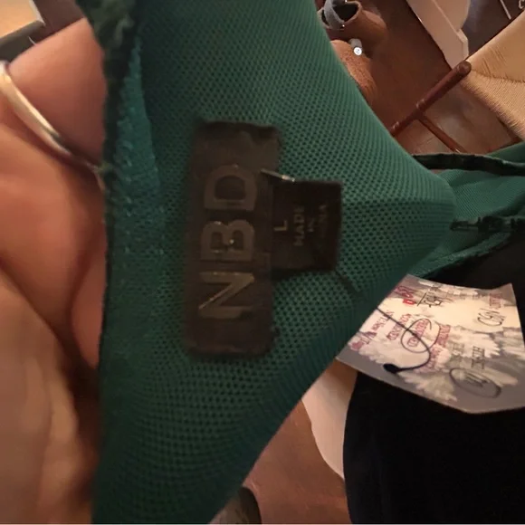 NBD Teal Mesh Evening Dress - Picture 3 of 6